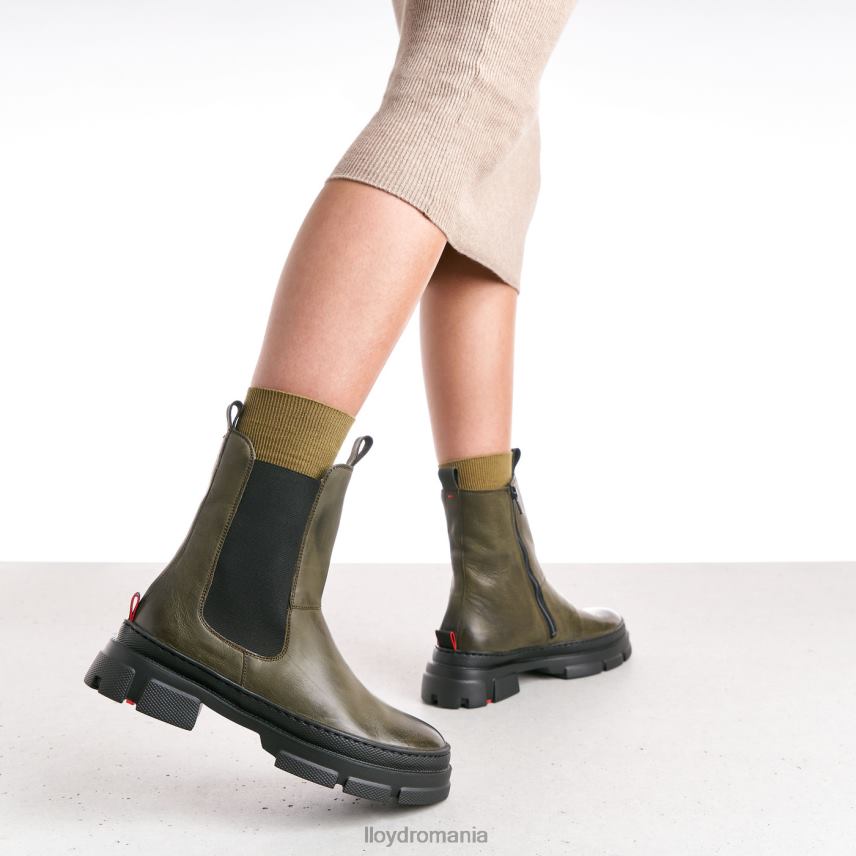 pantofi LLOYD botine cu slip-on din piele netedă verde femei 68260930