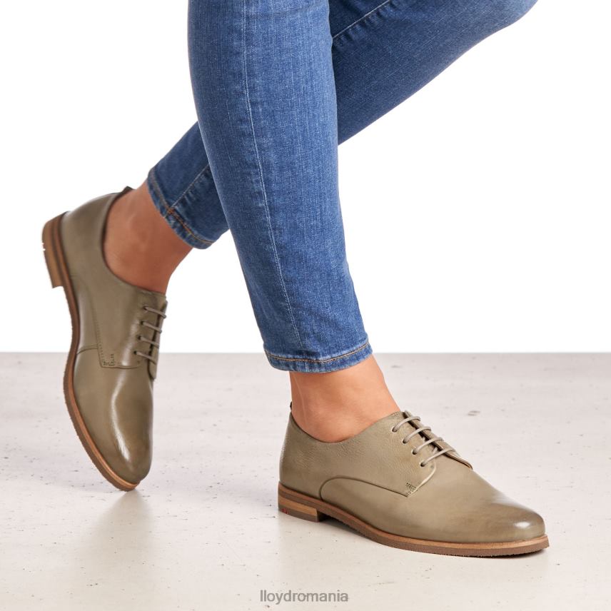 pantofi LLOYD dantelă jumătate pantofi din piele netedă verde femei 682601098